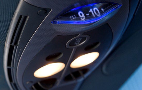 Overhead lights with switches in touring coach